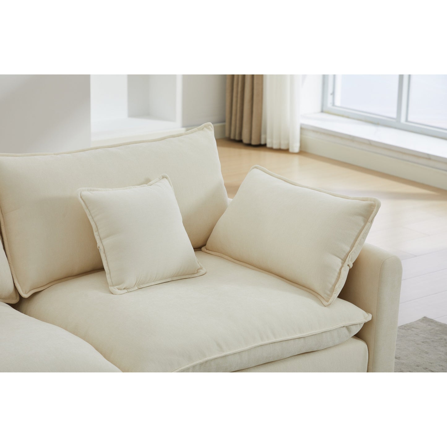 68 Chenille Modular Sectional Sofa with L-Shaped Design, Removable Ottoman, and 2-Seater Configuration