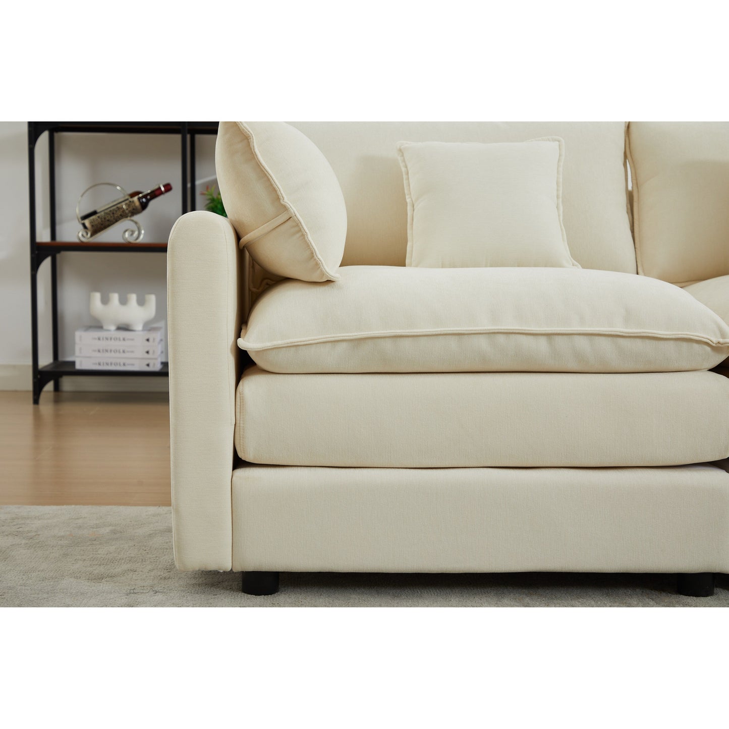 68 Chenille Modular Sectional Sofa with L-Shaped Design, Removable Ottoman, and 2-Seater Configuration