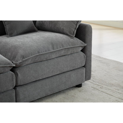 68 Chenille Modular Sectional Sofa with L-Shaped Design, Removable Ottoman, and 2-Seater Configuration