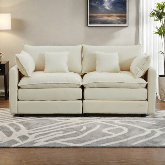 68 Chenille Modular Sectional Sofa with L-Shaped Design, Removable Ottoman, and 2-Seater Configuration