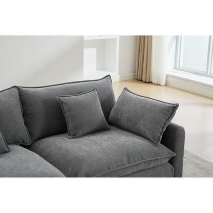 68 Chenille Modular Sectional Sofa with L-Shaped Design, Removable Ottoman, and 2-Seater Configuration