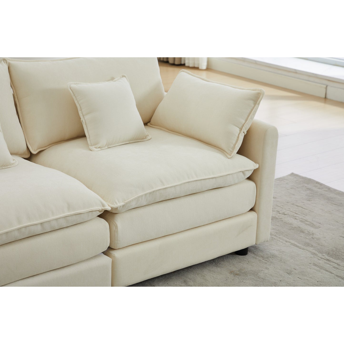 68 Chenille Modular Sectional Sofa with L-Shaped Design, Removable Ottoman, and 2-Seater Configuration