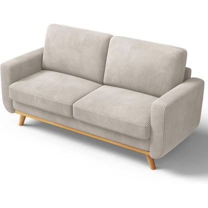 68 Green Corduroy Loveseat Sofa - Comfy Spring Cushion & Solid Wood Frame, Modern Deep Seat for Living Room & Office