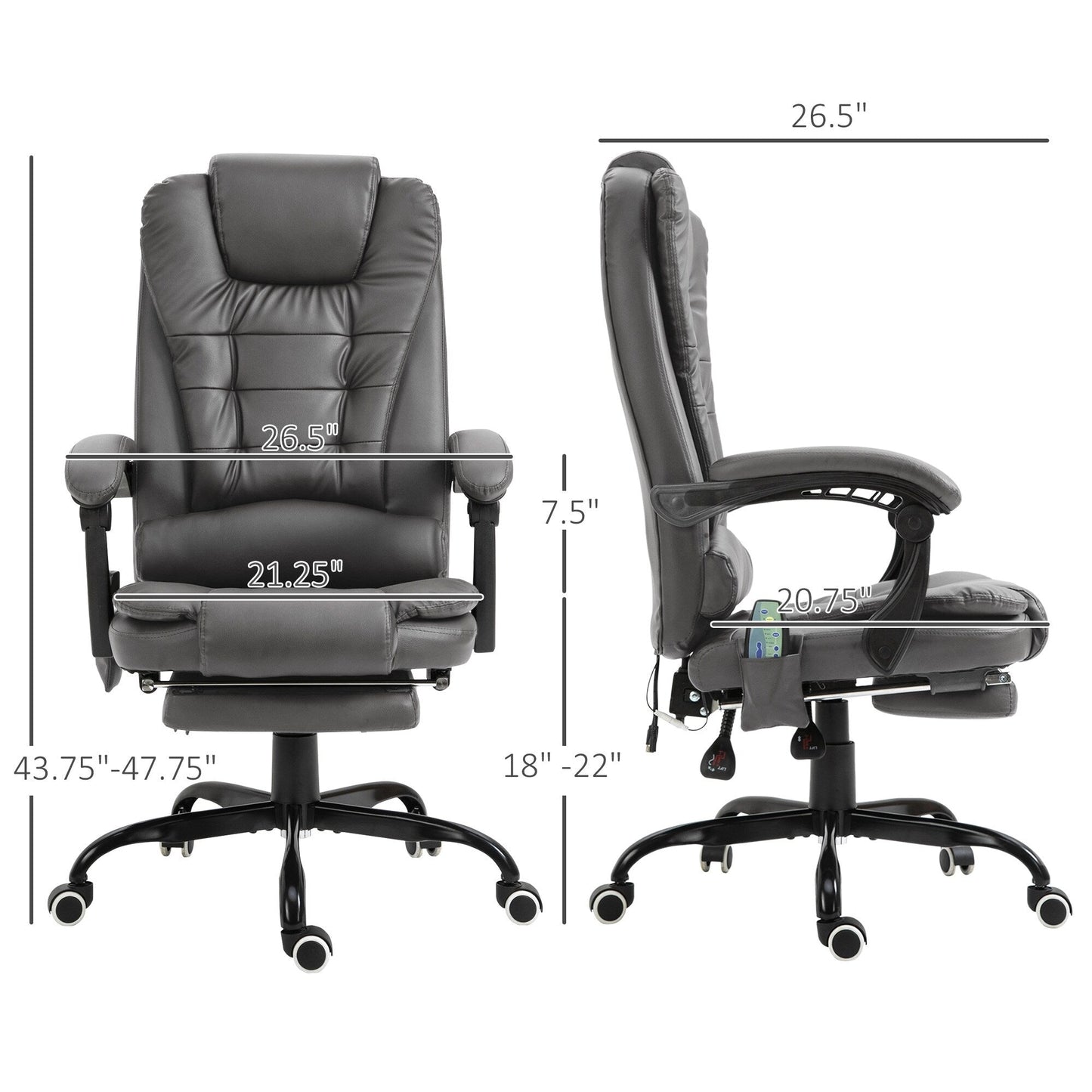 7 Point Vibration Massage Office Chair PU Leather Computer Gaming Chair with Lumbar Support and Retractable Footrest