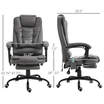 7 Point Vibration Massage Office Chair PU Leather Computer Gaming Chair with Lumbar Support and Retractable Footrest