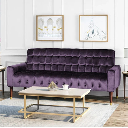 70 in Square Arms Velvet Straight Sofa