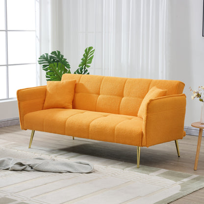 70-inch teddy fleece sofabed, convertible futon sofabed with adjustable arms and backrest