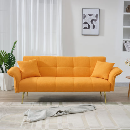 70-inch teddy fleece sofabed, convertible futon sofabed with adjustable arms and backrest