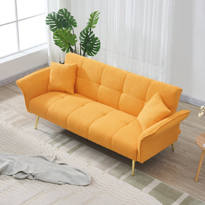 70-inch teddy fleece sofabed, convertible futon sofabed with adjustable arms and backrest