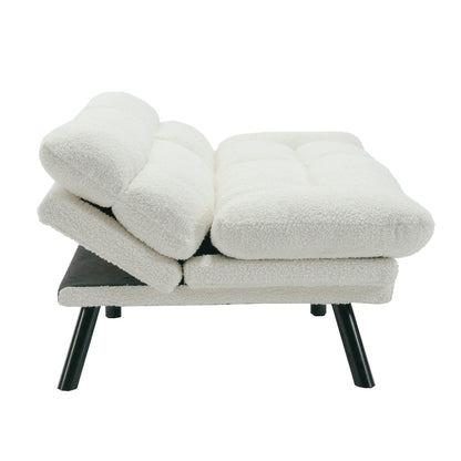 70.08 Teddy Fabric 2-Seater Loveseat Sofa with Thick Cushions, Metal Legs, and 600LB Weight Capacity