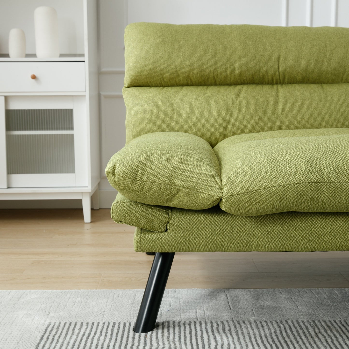 70.08 Teddy Fabric 2-Seater Loveseat Sofa with Thick Cushions, Metal Legs, and 600LB Weight Capacity
