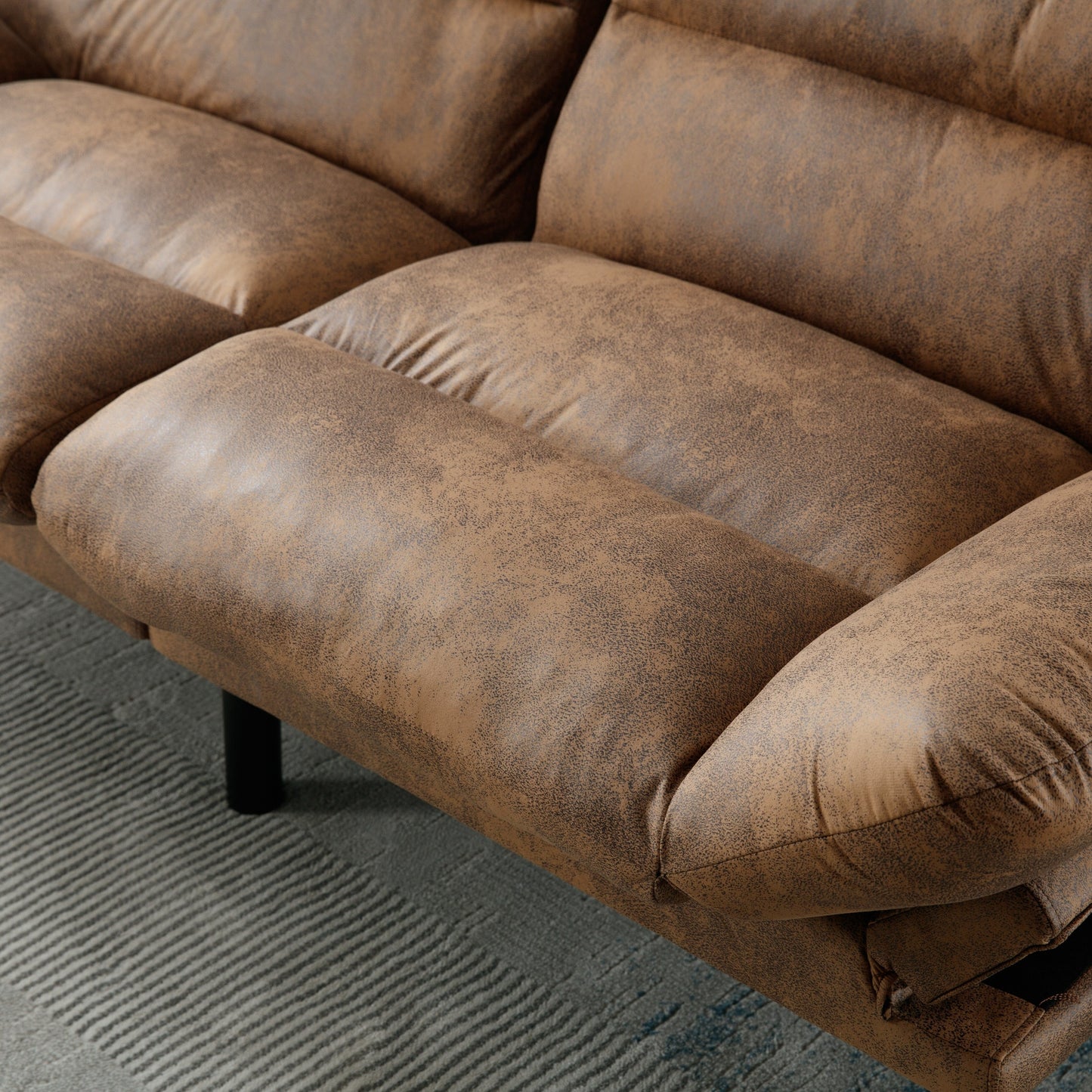 70.08 Teddy Fabric 2-Seater Loveseat Sofa with Thick Cushions, Metal Legs, and 600LB Weight Capacity