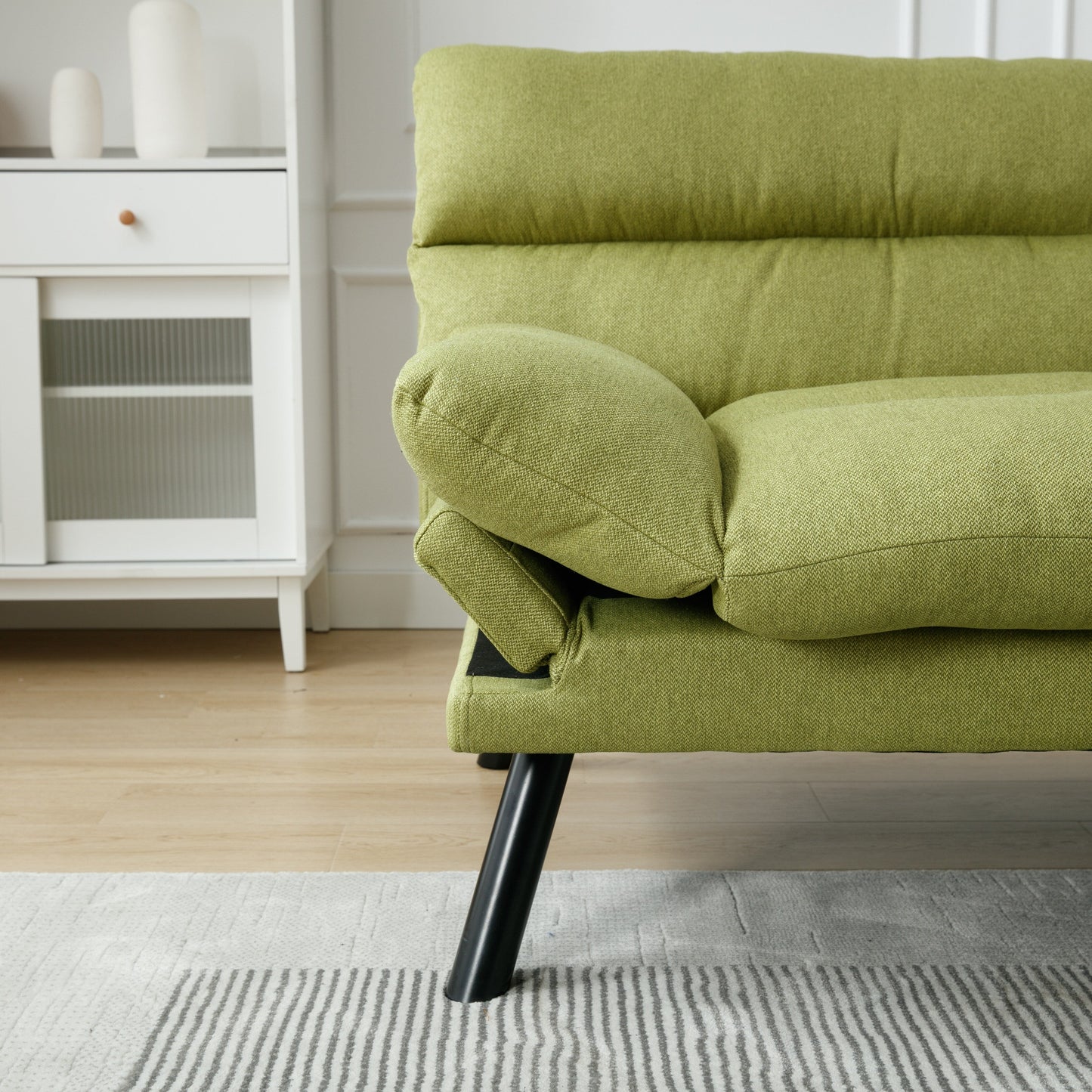 70.08 Teddy Fabric 2-Seater Loveseat Sofa with Thick Cushions, Metal Legs, and 600LB Weight Capacity
