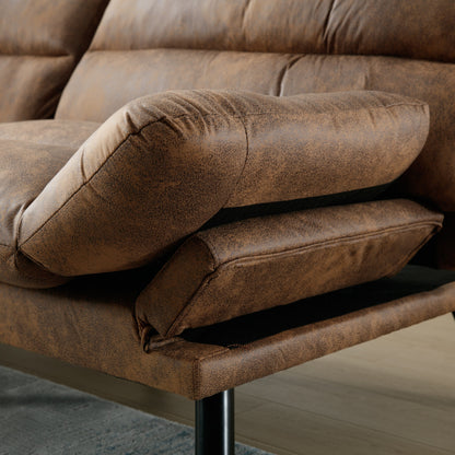 70.08 Teddy Fabric 2-Seater Loveseat Sofa with Thick Cushions, Metal Legs, and 600LB Weight Capacity