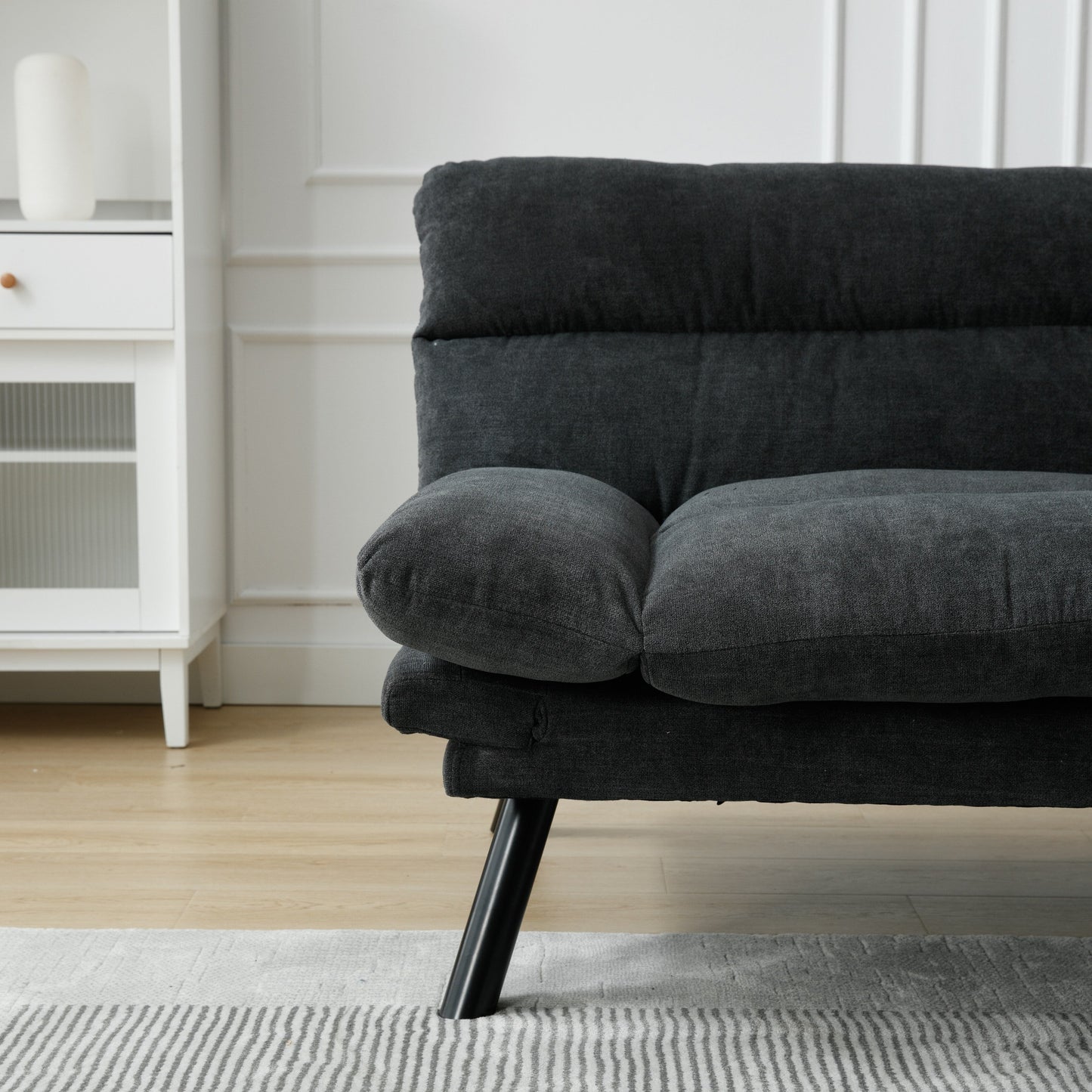 70.08 Teddy Fabric 2-Seater Loveseat Sofa with Thick Cushions, Metal Legs, and 600LB Weight Capacity
