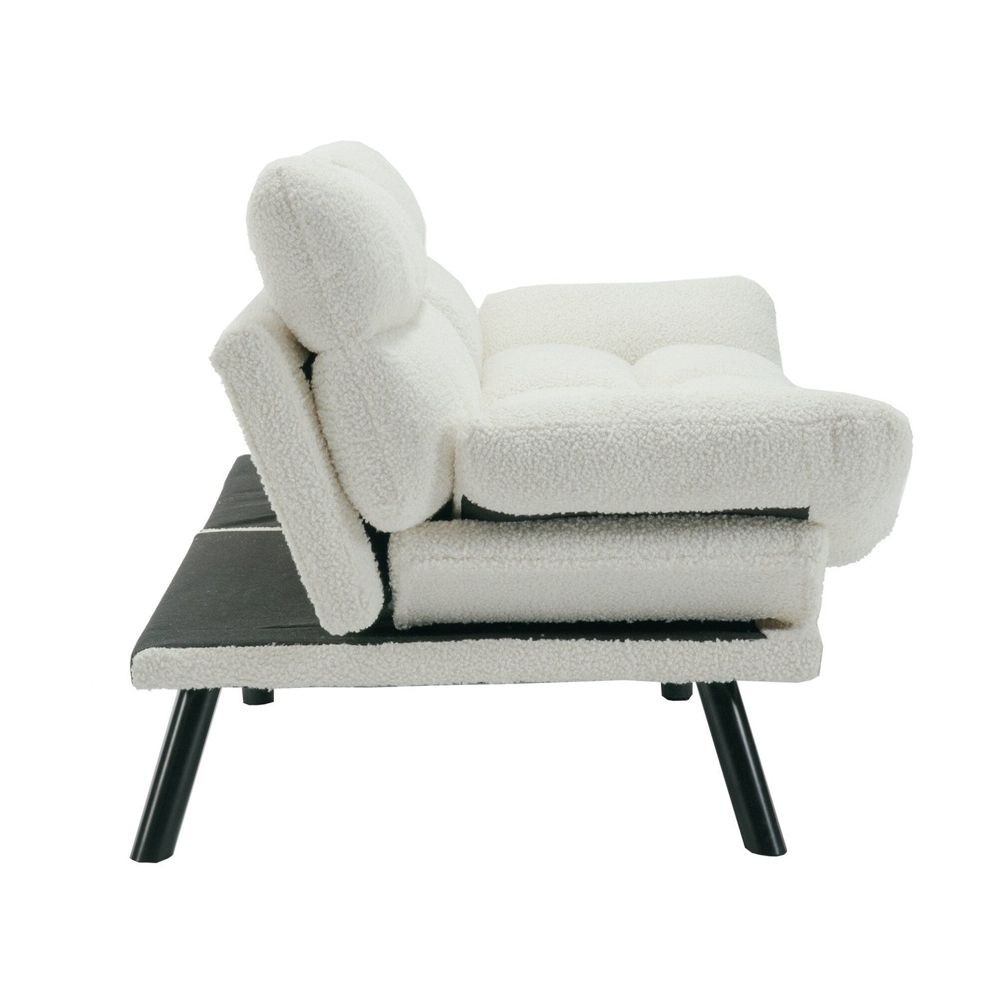 70.08 Teddy Fabric 2-Seater Loveseat Sofa with Thick Cushions, Metal Legs, and 600LB Weight Capacity