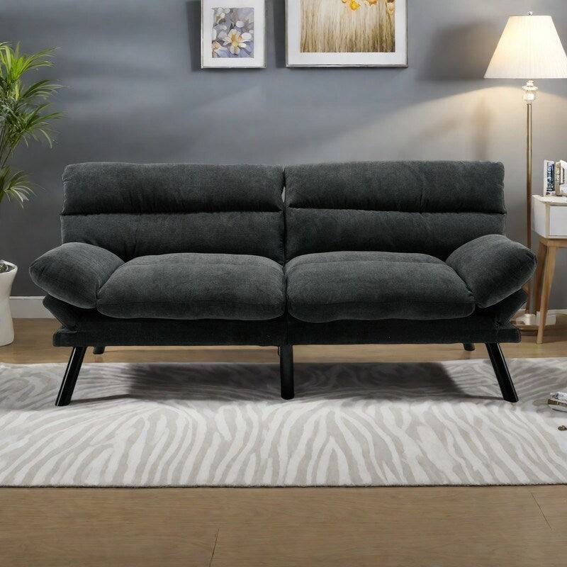 70.08 Teddy Fabric 2-Seater Loveseat Sofa with Thick Cushions, Metal Legs, and 600LB Weight Capacity