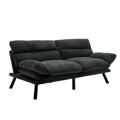 70.08 Teddy Fabric 2-Seater Loveseat Sofa with Thick Cushions, Metal Legs, and 600LB Weight Capacity