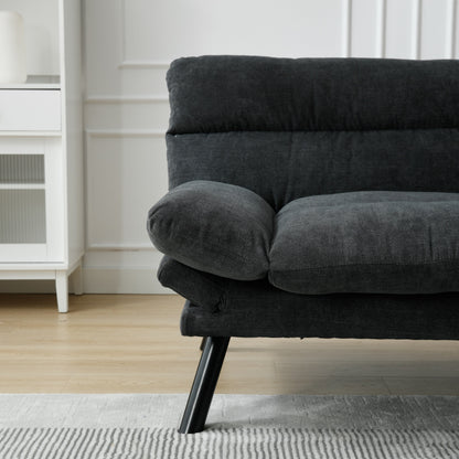 70.08 Teddy Fabric 2-Seater Loveseat Sofa with Thick Cushions, Metal Legs, and 600LB Weight Capacity