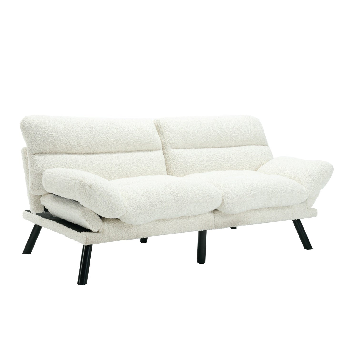 70.08 Teddy Fabric 2-Seater Loveseat Sofa with Thick Cushions, Metal Legs, and 600LB Weight Capacity