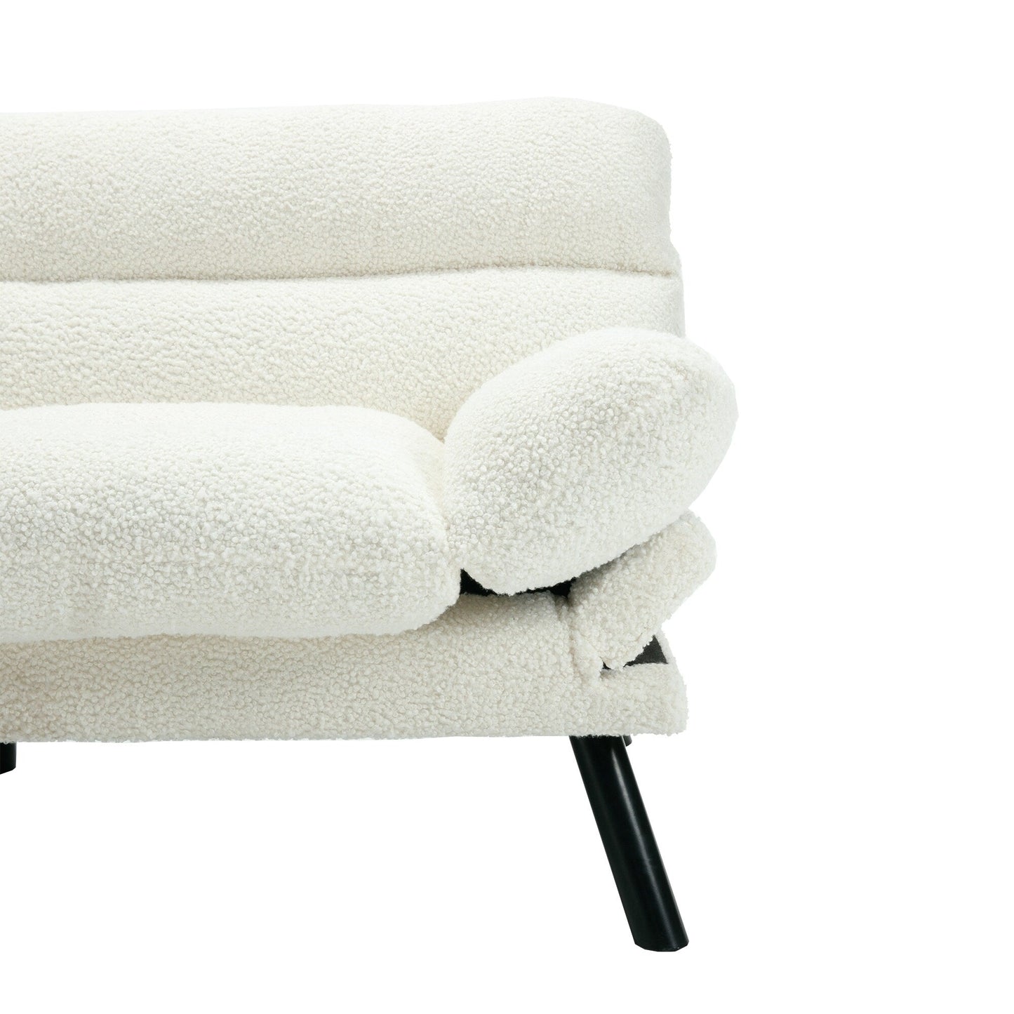 70.08 Teddy Fabric 2-Seater Loveseat Sofa with Thick Cushions, Metal Legs, and 600LB Weight Capacity