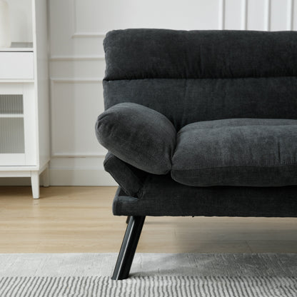 70.08 Teddy Fabric 2-Seater Loveseat Sofa with Thick Cushions, Metal Legs, and 600LB Weight Capacity