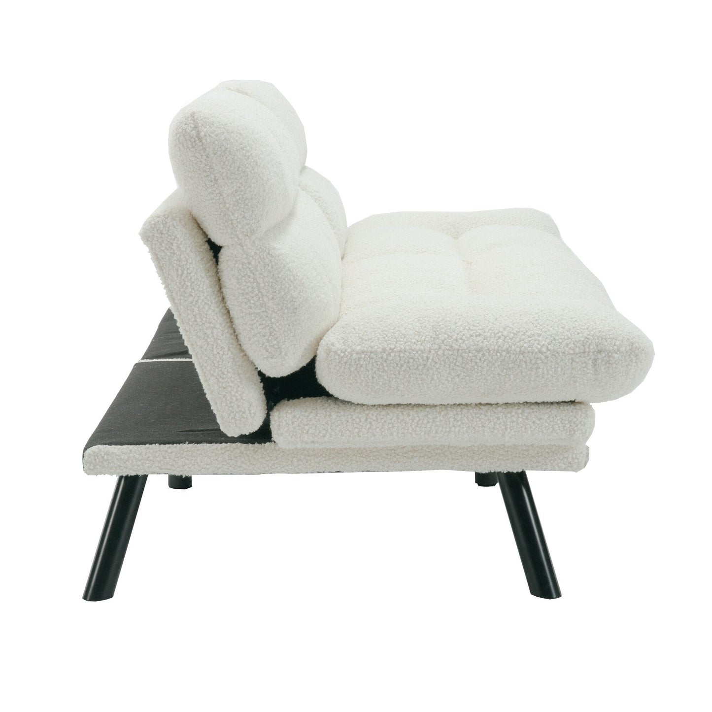 70.08 Teddy Fabric 2-Seater Loveseat Sofa with Thick Cushions, Metal Legs, and 600LB Weight Capacity