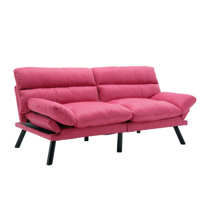 70.08 Teddy Fabric 2-Seater Loveseat Sofa with Thick Cushions, Metal Legs, and 600LB Weight Capacity