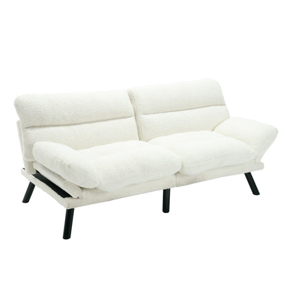 70.08 Teddy Fabric 2-Seater Loveseat Sofa with Thick Cushions, Metal Legs, and 600LB Weight Capacity