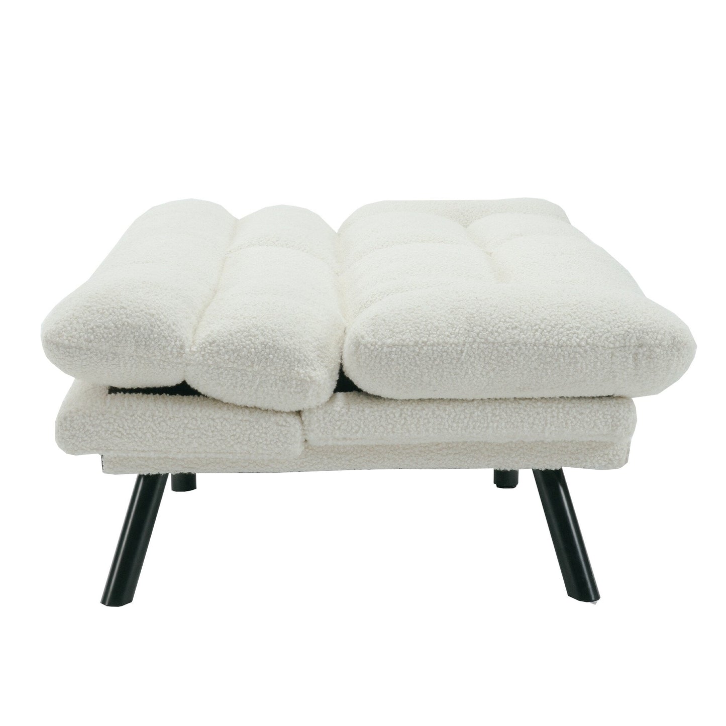 70.08 Teddy Fabric 2-Seater Loveseat Sofa with Thick Cushions, Metal Legs, and 600LB Weight Capacity