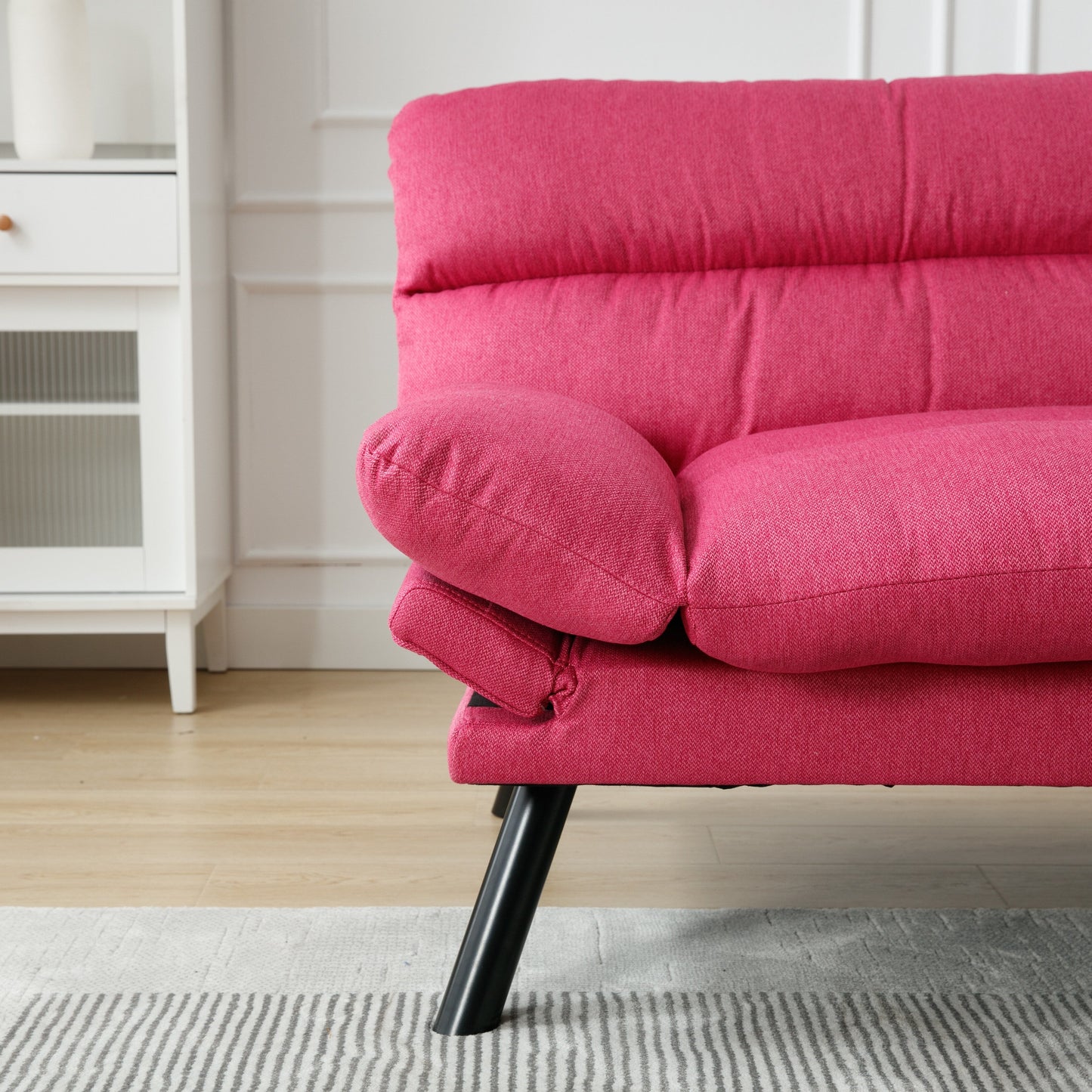 70.08 Teddy Fabric 2-Seater Loveseat Sofa with Thick Cushions, Metal Legs, and 600LB Weight Capacity