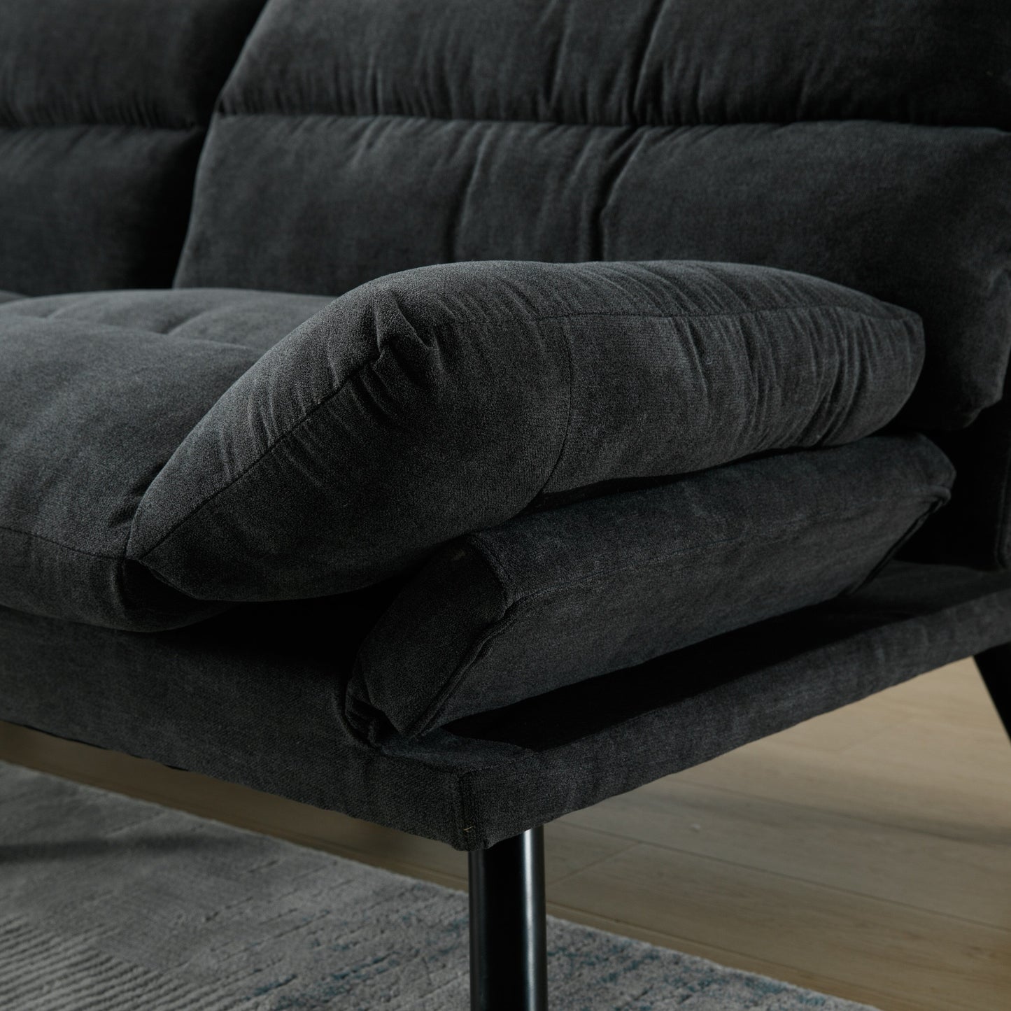 70.08 Teddy Fabric 2-Seater Loveseat Sofa with Thick Cushions, Metal Legs, and 600LB Weight Capacity