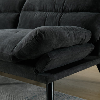 70.08 Teddy Fabric 2-Seater Loveseat Sofa with Thick Cushions, Metal Legs, and 600LB Weight Capacity