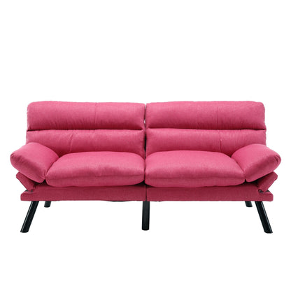 70.08 Teddy Fabric 2-Seater Loveseat Sofa with Thick Cushions, Metal Legs, and 600LB Weight Capacity