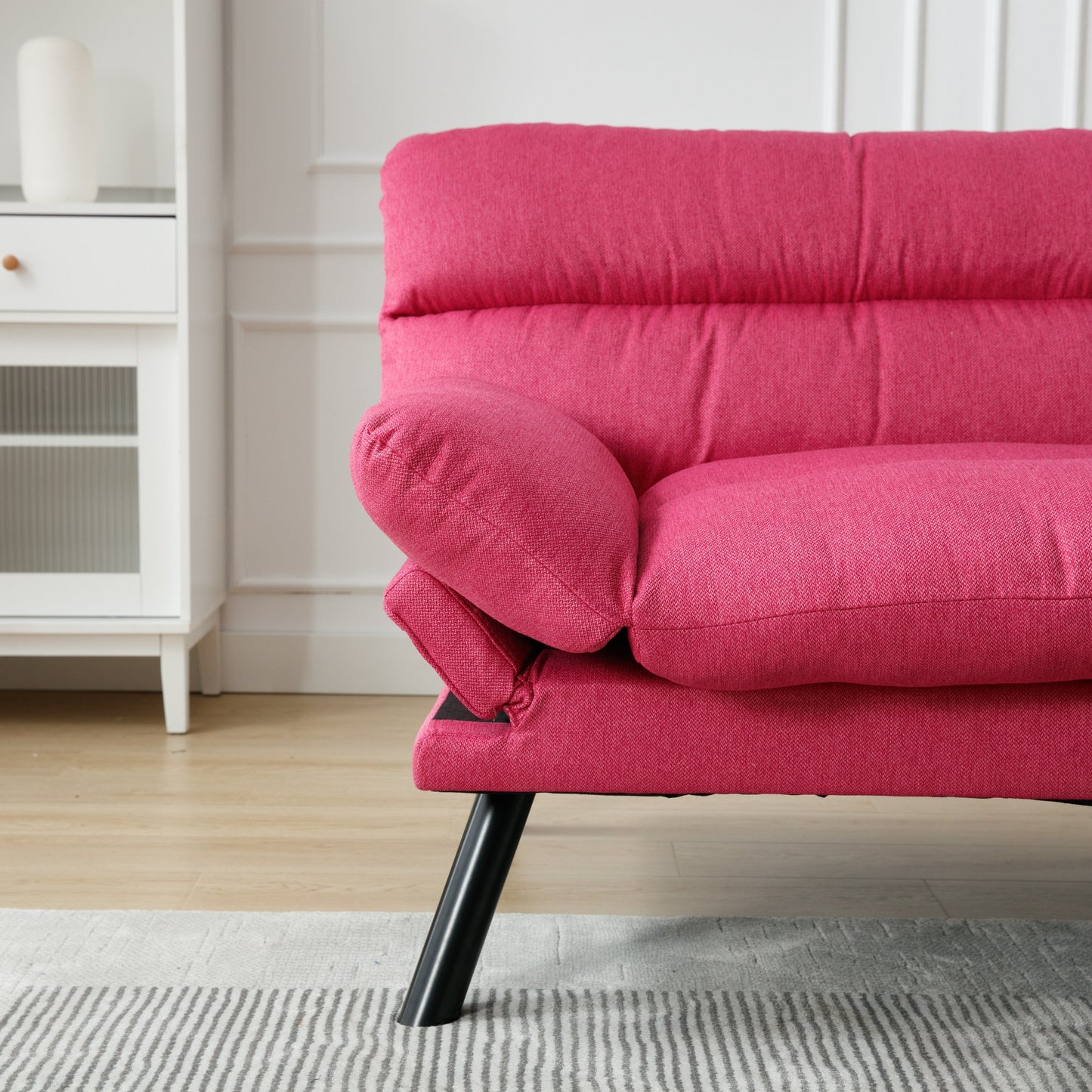 70.08 Teddy Fabric 2-Seater Loveseat Sofa with Thick Cushions, Metal Legs, and 600LB Weight Capacity