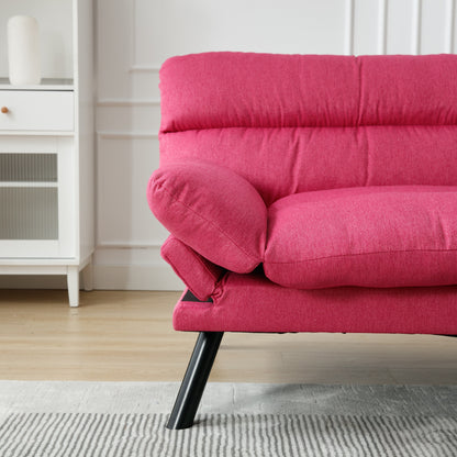 70.08 Teddy Fabric 2-Seater Loveseat Sofa with Thick Cushions, Metal Legs, and 600LB Weight Capacity