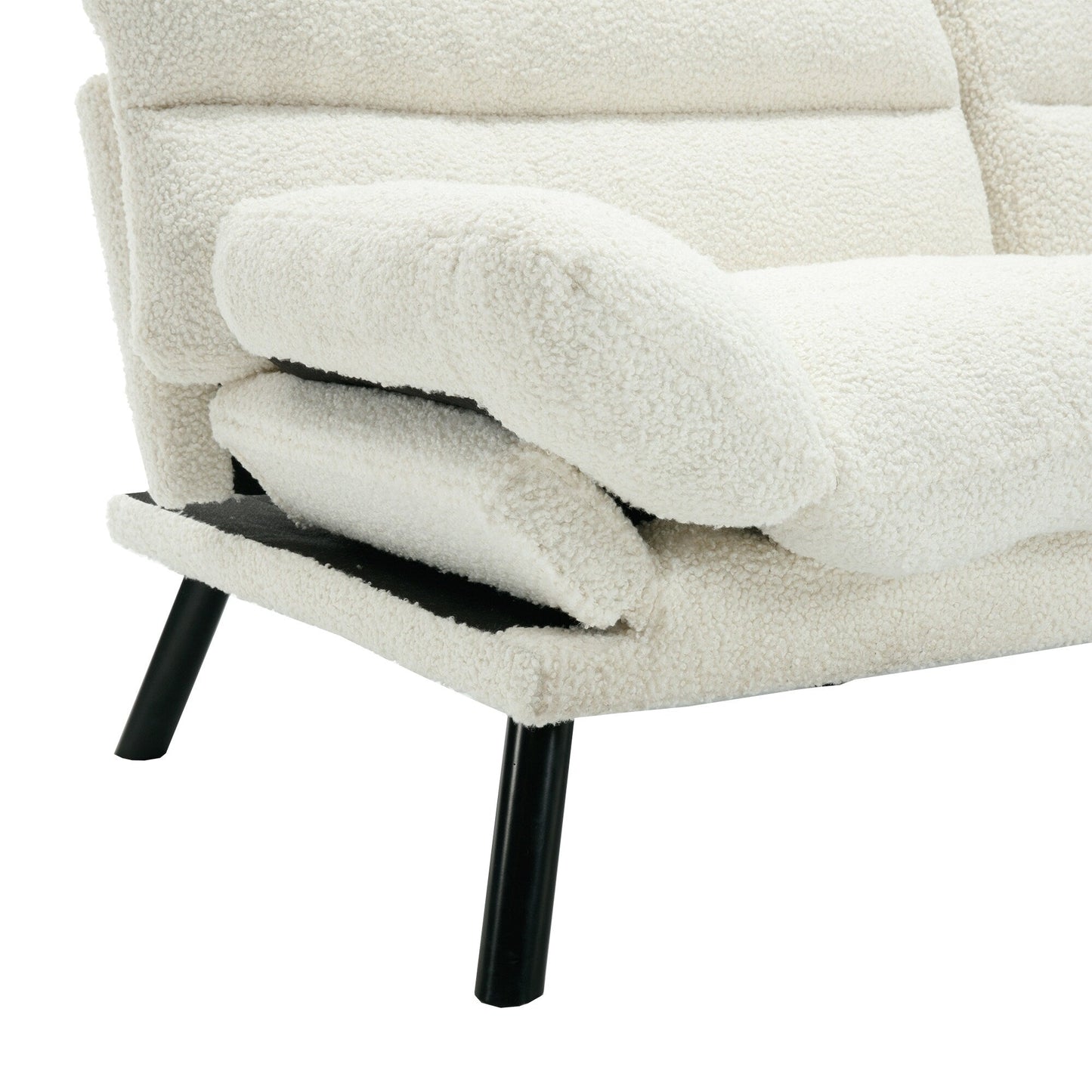 70.08 Teddy Fabric 2-Seater Loveseat Sofa with Thick Cushions, Metal Legs, and 600LB Weight Capacity