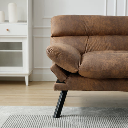 70.08 Teddy Fabric 2-Seater Loveseat Sofa with Thick Cushions, Metal Legs, and 600LB Weight Capacity
