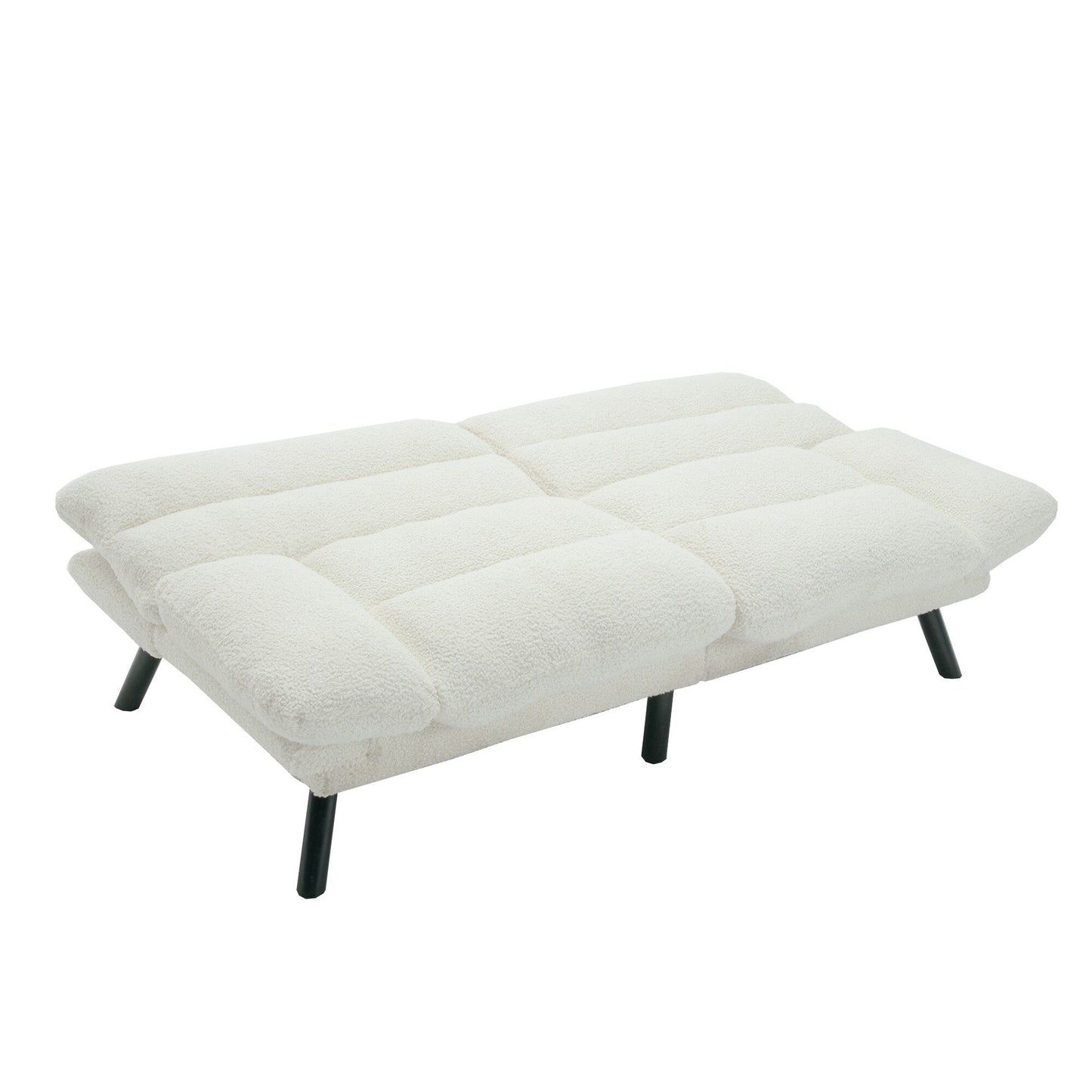 70.08 Teddy Fabric 2-Seater Loveseat Sofa with Thick Cushions, Metal Legs, and 600LB Weight Capacity