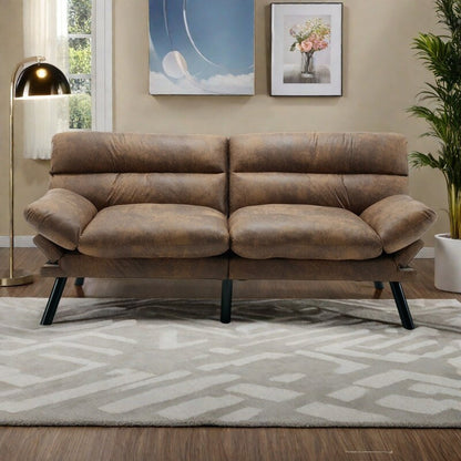 70.08 Teddy Fabric 2-Seater Loveseat Sofa with Thick Cushions, Metal Legs, and 600LB Weight Capacity