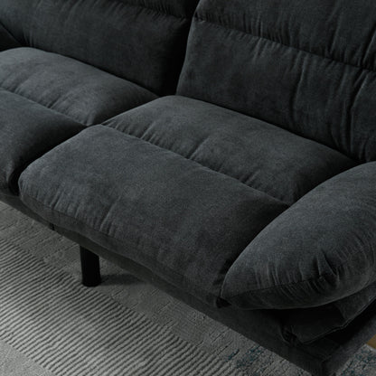 70.08 Teddy Fabric 2-Seater Loveseat Sofa with Thick Cushions, Metal Legs, and 600LB Weight Capacity