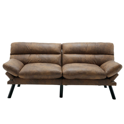 70.08 Teddy Fabric 2-Seater Loveseat Sofa with Thick Cushions, Metal Legs, and 600LB Weight Capacity