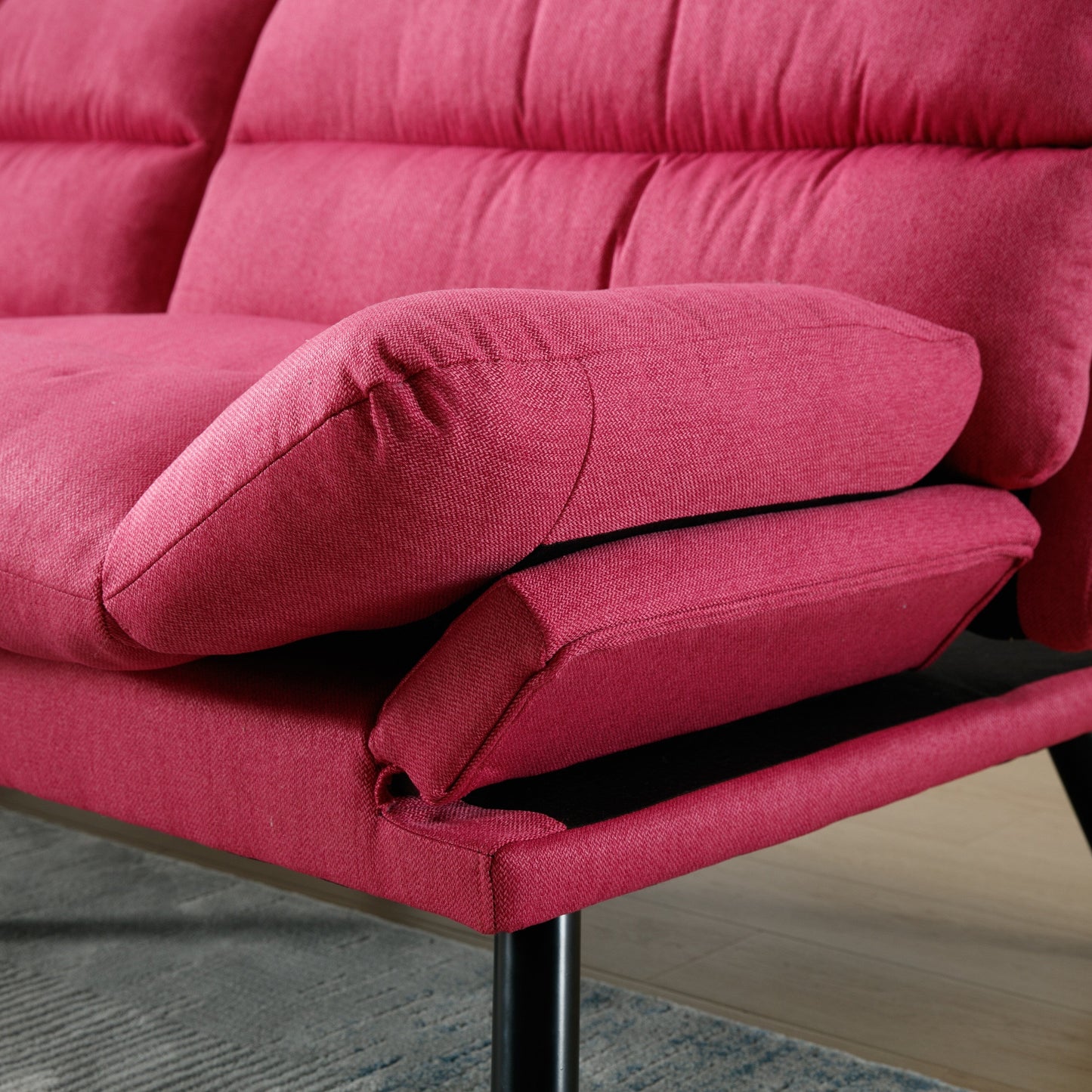 70.08 Teddy Fabric 2-Seater Loveseat Sofa with Thick Cushions, Metal Legs, and 600LB Weight Capacity