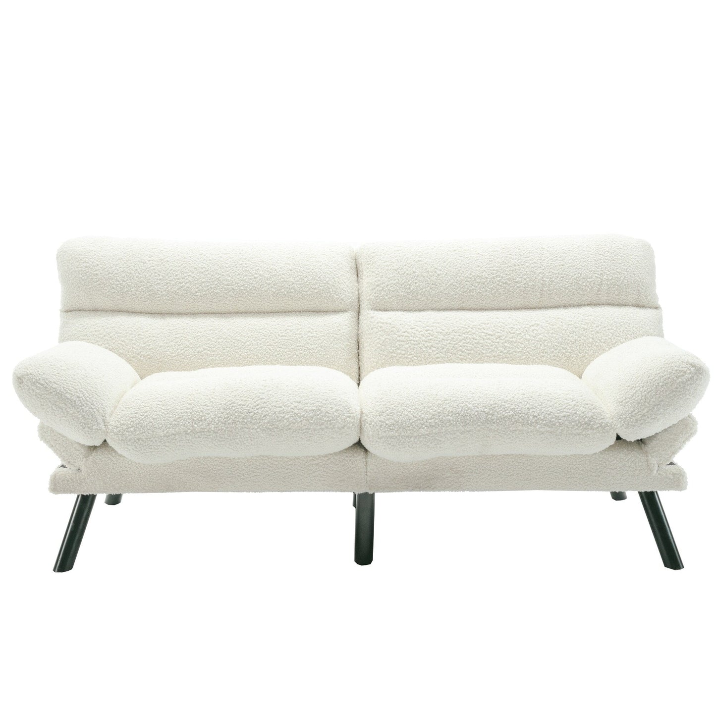 70.08 Teddy Fabric 2-Seater Loveseat Sofa with Thick Cushions, Metal Legs, and 600LB Weight Capacity