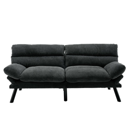 70.08 Teddy Fabric 2-Seater Loveseat Sofa with Thick Cushions, Metal Legs, and 600LB Weight Capacity