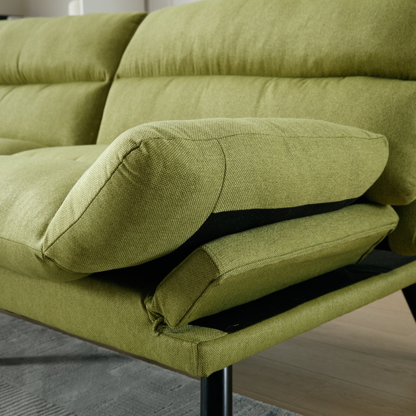 70.08 Teddy Fabric 2-Seater Loveseat Sofa with Thick Cushions, Metal Legs, and 600LB Weight Capacity