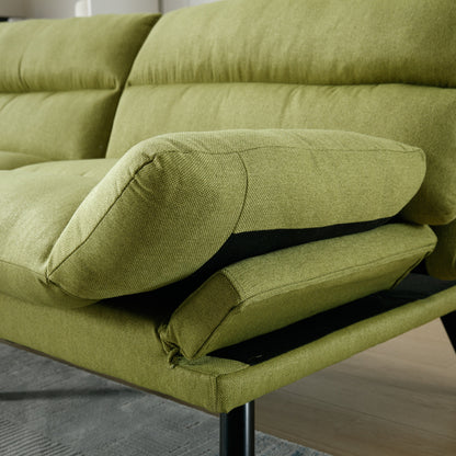 70.08 Teddy Fabric 2-Seater Loveseat Sofa with Thick Cushions, Metal Legs, and 600LB Weight Capacity
