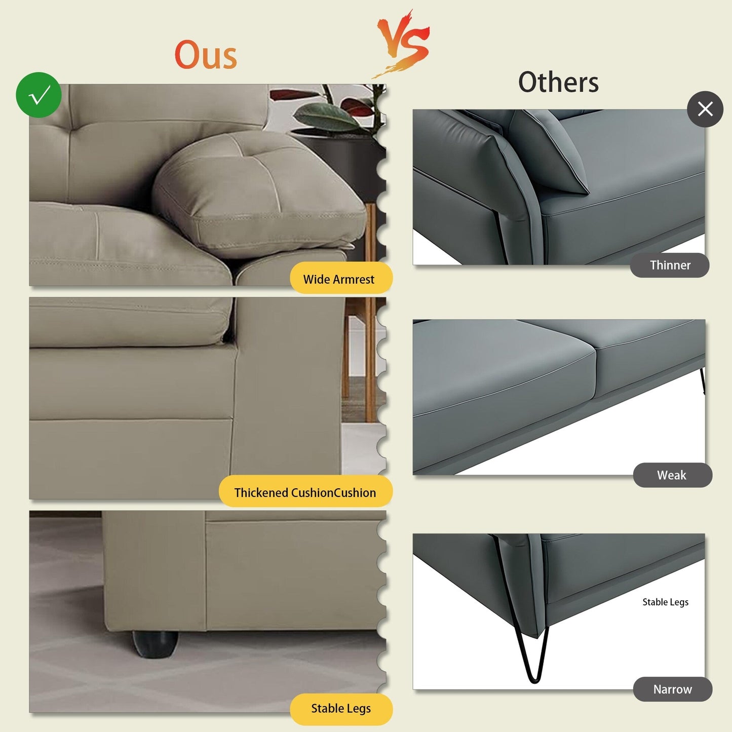 70.5 Faux Leather 3-seater Tufted Apartment Sofa with Kiln Dried Hardwood Frame for Living Room