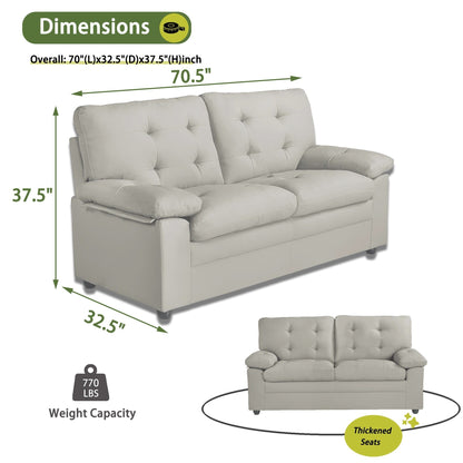 70.5 Faux Leather 3-seater Tufted Apartment Sofa with Kiln Dried Hardwood Frame for Living Room