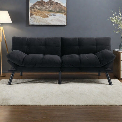 70.87 Leather-Feel Convertible Sofa Bed with Adjustable Backrest